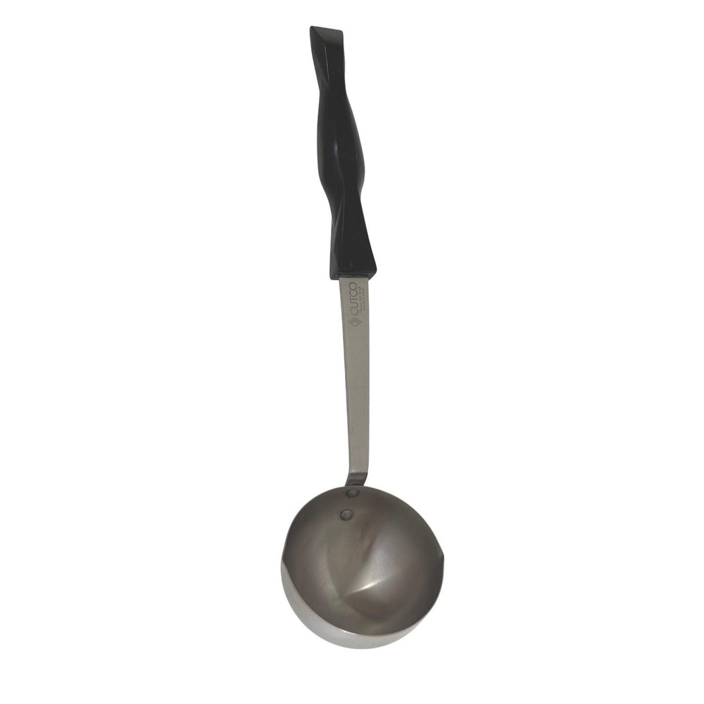 Cutco Vintage Ladle Stainless Steel Black Red Swirl Handle Made in USA 12.5 Inch